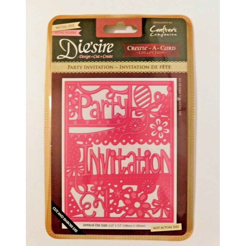 Crafter’s Companion Die’sire Party Invitation Metal Die Create a Card Arts